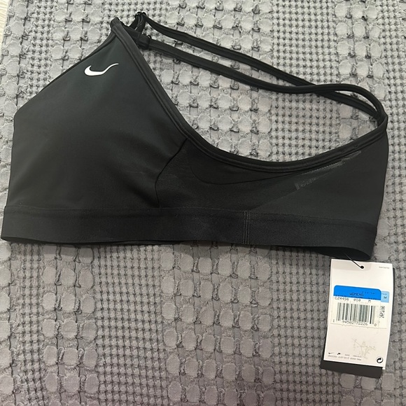 Nike Women's Black Sports Bra with Mesh Logo Sides - Picture 3 of 5